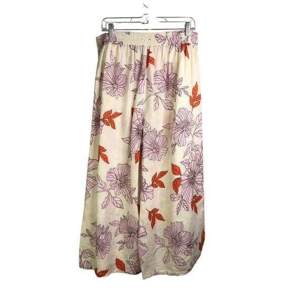 Rachel By Rachel Roy Pants Womens Size Large Cream Floral Wide Leg - Picture 1 of 6